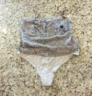 Abercrombie & Fitch Women's Leopard Print Bodysuit with Scrunchie Tan size XL