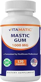 Vitamatic Mastic Gum 1000mg per Serving - Support Digestive Function, Gastrointestinal Health, Immune and Oral Wellness, 120 Capsules