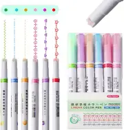 JOBBE Curve Highlighter Pen Set, 6PCS Flownwing Flair Pens with 6 Different Curv