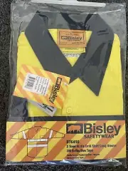 Bisley BT6456 2 Tone Hi Vis Drill Shirt Long Sleeve Yellow Navy XL