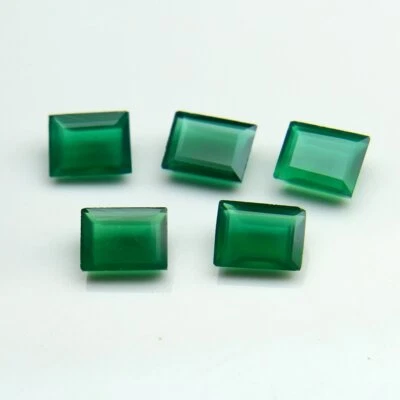 Octagon Faceted Cut Natural Green Onyx 5x7mm To 12x16mm Calibrated Gemstone