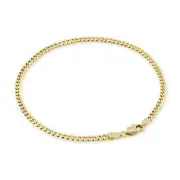 10K Yellow Gold 3mm Miami Cuban Link Chain Bracelet or Anklet Italian Made 9"