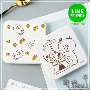 網狐家居-LINE FRIENDS 莎莉熊大系列 珪藻土吸水杯墊 2入/組 [現貨] 莎莉/熊大