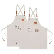 2pcs Adjustable Chef Apron Cross Back Aprons for Kitchen Cooking Painting, Beige