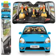 CAR FULL OF RUBBER CHICKENS AUTO SUN SHADE Size 50" x 27-1/2" - protects, cools