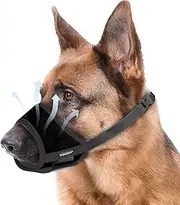 WONDAY Nylon Dog Muzzle for Small Medium Large Sized Dogs, Breathable Light-Weight Mesh Anti-Barking & Chewing Muzzles (Black, L)