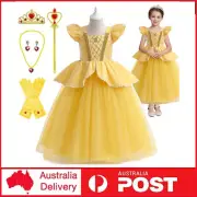 Girls Belle Princess Dress Costume Cosplay Kids Belle Birthday Halloween Dress