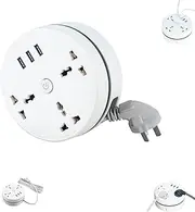 Civiliank Universal Power Strip,5.9/9.2ft Retractable Power Strip with 3 Outlets 3 USB Ports, Civiliank Right Wrapped Around Extension Cord, for Business, Office, Travel Cruise (9.2Ft 1PC)