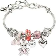 DS Charm Bracelets for girls,exquisite cute cartoon friendship Silver bracelets Stainless Steel Bangle with birthday Gift box, Adjustable girls jewelry Suitable for holiday gifts