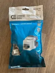 COMMERCIAL ELECTRIC 25 PACK WHITE CAT6 JACKS FOR PHONE AND DATA