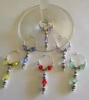 wine glass charms set of 6 beautiful drop beads