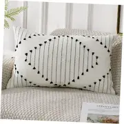 Knitted Boho Tufted Throw Pillow Covers with 20" x 12" (Pack of 1) Ivory