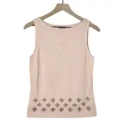 NWT Ann Taylor Cashmere Wool Pullover Sleeveless Top Pink Sequin Women’s Medium