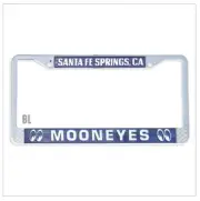 Mooneyes Moon Chrome License Plate Frame Santa Fe Springs Blue MG023SFBL