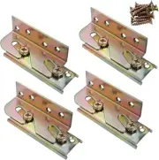 4 Sets Bed Rail Brackets,Heavy Duty Frame Brackets 4 Pieces, Gold