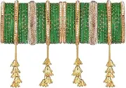 [Efulgenz] Indian Bangle Set Boho Antique Oxidized Indian Jewelry Rhinestone Crystal Metal Bracelet Bangle Set