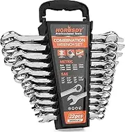 HORUSDY 22-Piece Wrench Set | Metric & SAE Combination Wrench Set with Organizer | 12 Point | Chrome Vanadium Steel
