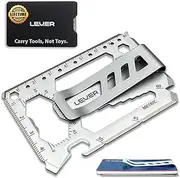Toolcard Pro with Money Clip - 40 in 1 Credit Card Multitool Card - Sleek Minimalist Stainless Steel Wallet Card and Money Clip by Lever Gear (Silver)