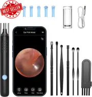Ear Cleaner with Camera 1080P LED Otoscope Kit for iPhone iPad Android Black