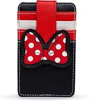 [Buckle-Down] Disney Wallet, Character Wallet ID Card Holder, Minnie Mouse Bow Red Black White, Vegan Leather, Red, 3.0" x 5.0", Casual