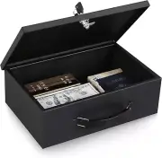 KYODOLED Fireproof Document Box with Key Lock, Small Lock Box for Personal Items