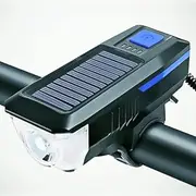 Bike Lights for Night Riding,Solar Charging Bicycle Light 3 Modes LED Road Mountain Bike Front Light Waterproof Bicycle Bell Light USB Rechargeable Headlight