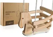 Ecotribe Wooden Horse Swing Set for Toddlers - Smooth Birch Wood with Natural Cotton Ropes Outdoor & Indoor Swing - Eco-Conscious Toddler Bucket Swing Chair, for Baby 6 Months to 3 Years Old