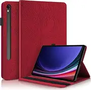 [CXTcase] for Samsung Galaxy Tab S9 11.0 inch 2023 Case Embossed Tree PU Leather Case Wallet Flip Cover Stand Function Tablet Case for Samsung Galaxy Tab S9 2023 (SM-X710/X716B/X718U) - Red
