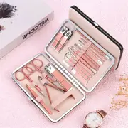 18PCS Manicure Pedicure Set Stainless Steel Nail Clipper Kit Grooming Tool Case