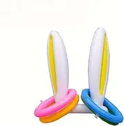 Inflatable Bunny Ears Throw Game Set, Circle Throw Happy Easter Party Decoration, Holiday Interactive Gift, Outdoor Entertainment Supplies (Yellow)
