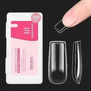 beetles Gel Polish Gel Nail Tips 500Pcs Medium Square Pre Shaped Clear Full Cover False Nails for Gel Art Polish Soak Off Lamp Nail Extensions Acrylic Press on Nail Tips