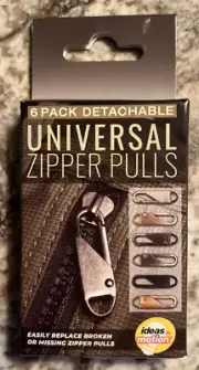 6 Pack Detachable Universal Zipper Pulls Replacement Pulls Variety Easy Use NIB
