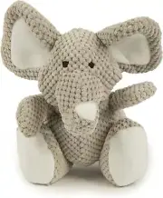 goDog Checkers Elephant Squeaky Plush Dog Large Gray Crinkles Squeaks