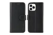 For iPhone 13 Pro Case iCoverLover Black Genuine Cow Leather Wallet Folio Cover