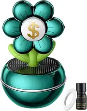 Car Scent Diffuser - Solar Powered Car Aromatherapy Diffuser | Flower Design Wealth Sign, 360 Degree Rotation, Interior Dashboard Decoration For Women Men