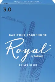 Rico Royal Baritone Sax Reeds, Strength 3.0, 10-pack