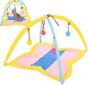 Tnfeeon Pet Mobile Activity Play Mat Multi-Function Cat Playing Bed Foldable Soft Kitten Playing Bed with Hanging Bell Balls