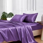Satin Bed Sheets, King Size Sheets Set, 4 Pcs Silky Bedding Set with 15 Inches D