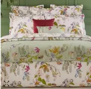 Yves Delorme Flores Full Queen Flat Sheet Floral Multicolor White France NEW!