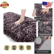Modern Grey Purple Non-Slip Bath Mat 60.2"x24" – Plush, Absorbent Comfort