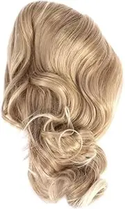 DEARMAMY Fashion Long Golden Curly Synthetic Wig for Women Comfortable Cosplay Hair Extensions Natural Looking Long Curly Hairpiece for Parties Halloween and Daily Wear