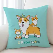 Mom and Puppies Cute Corgi Dog Family Cushion Cover