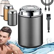 Mini Electric Shaver, Portable Pocket Travel Shaver, USB Rechargeable Waterproof Shaver Electric Beard Trimmer for Car, Travel (Gray)