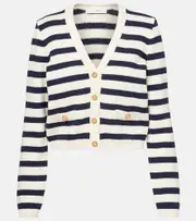 [Frame] Frame Harbor striped cotton-blend cardigan AU 14 white