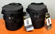 Lowepro Lens Case 11x14cm LOT OF 2 Black Padded For Camera Lenses w/ Belt Loop