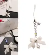 Cellphone Strap Pearl Beads Bowknot Pendant Phone Chain Ornament for Purse Bags