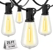 Outdoor String Lights Waterproof 25 Feet 13 ST38 Edison Bulbs Decorative 2700K