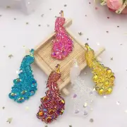 Peacock Feather Flat Back Rhinestone - Craft Sewing With 2 Hole Rhinestone 5pcs