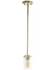 Lalia Home 1-Light 5.75in Minimalist Industrial Farmhouse Adjustable Hanging Clear Cylinder Glass Pendant Fixture