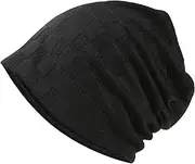 [Rwoythk] Slouch Beanie Hat for Men Women, Fashion Oversize Beanie Skull Cap Soft Hat for Unisex， Flexible Classic Hip - Hop Winter Summer Hat Black, Black, One size